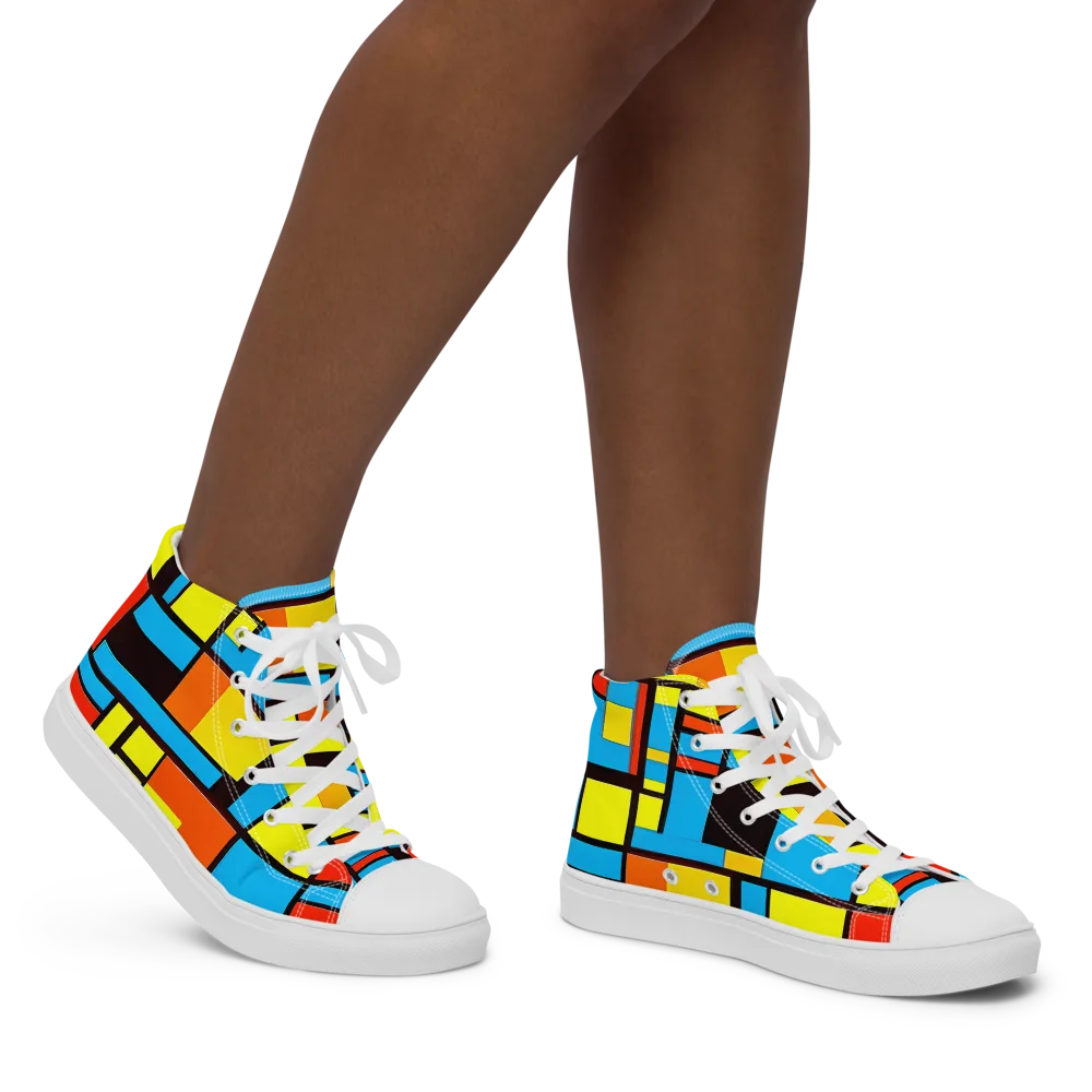 Block Party on Women's High Top Canvas Shoes — Right