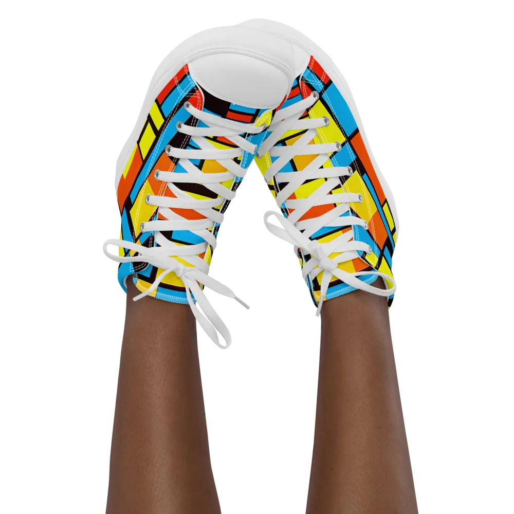 Block Party on Women's High Top Canvas Shoes — Front