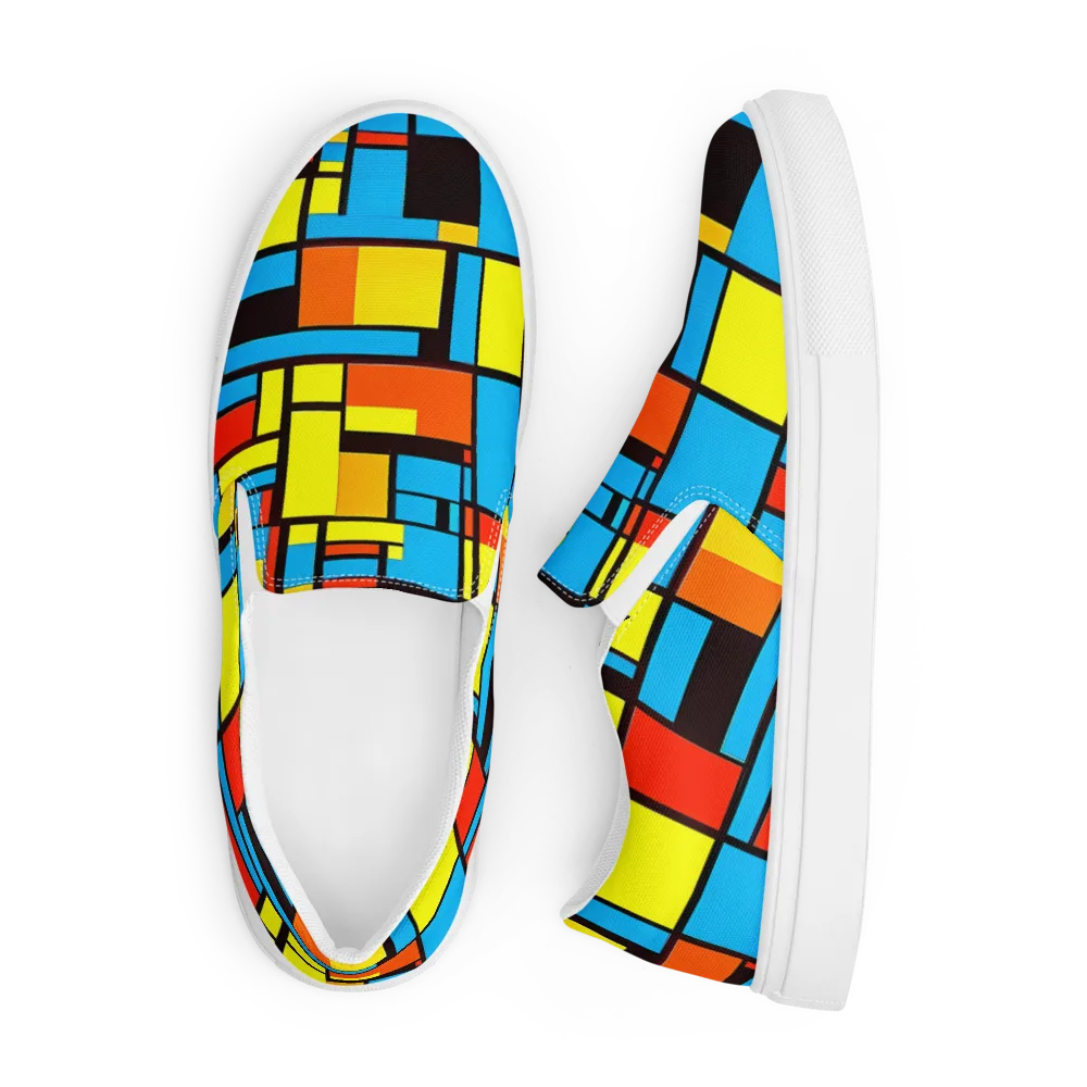 Block Party on Men's Slip-On Canvas Shoes — Front