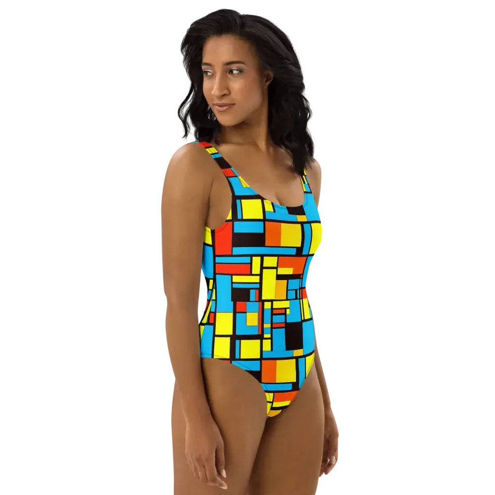 Block Party on One-Piece Swimsuit — Right