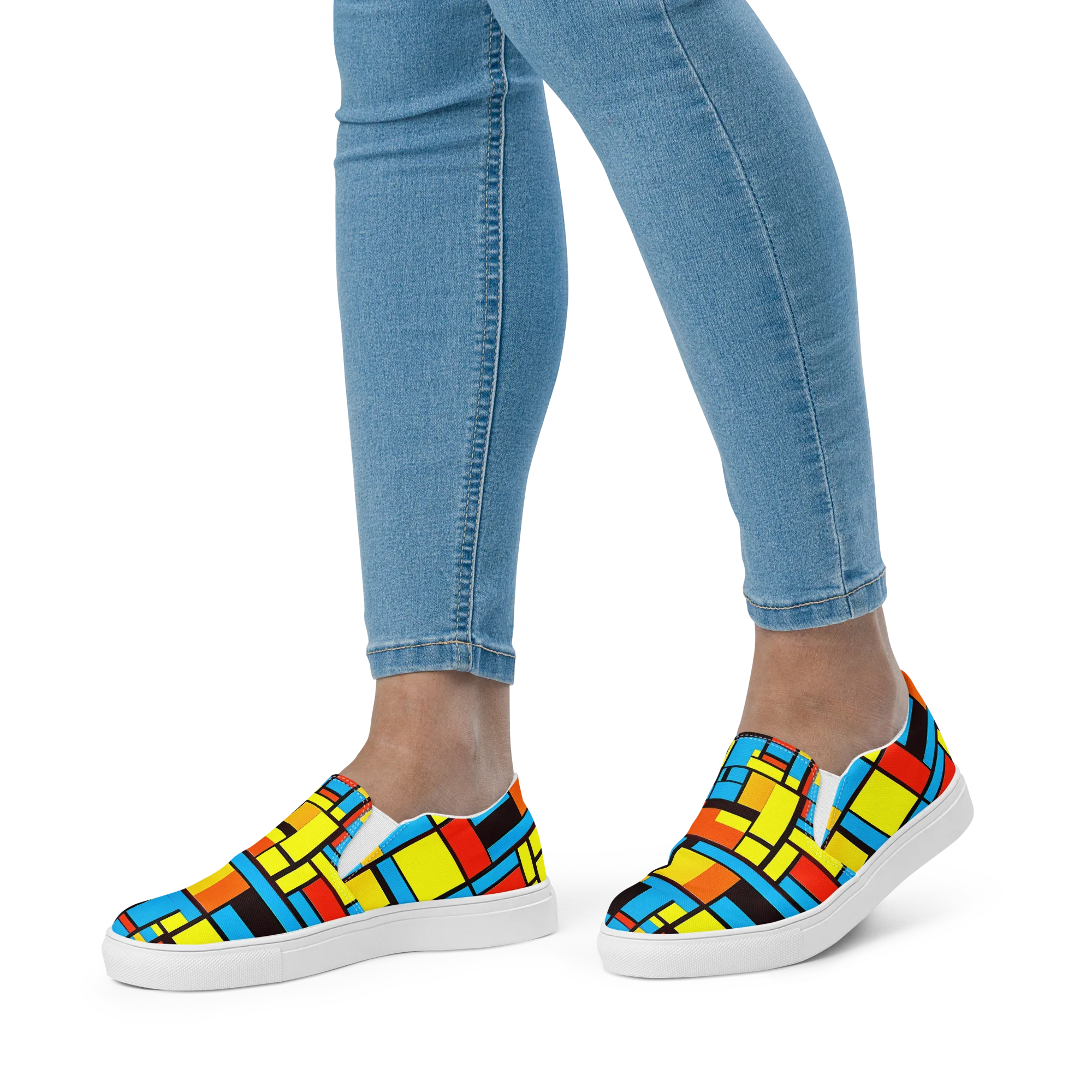 Block Party on Women's Slip-On Canvas Shoes — Front