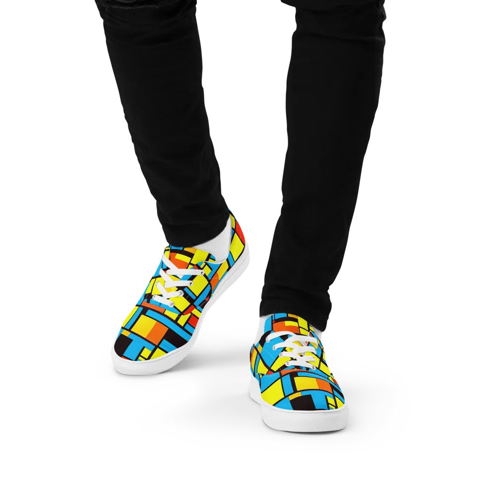 Block Party on Men's Lace-Up Canvas Shoes — Front