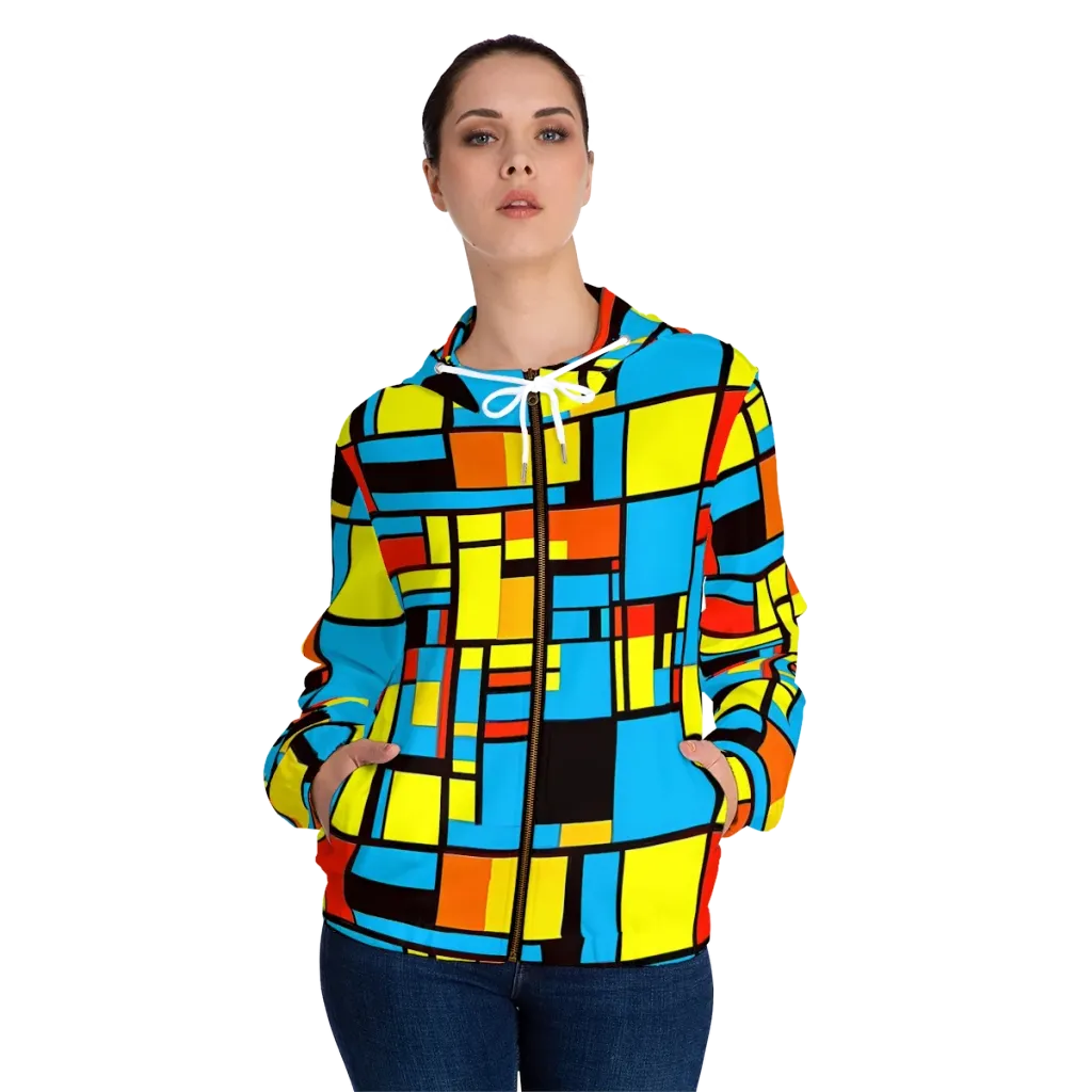 Block Party on Women's Full-Zip Hoodie — Front On Person