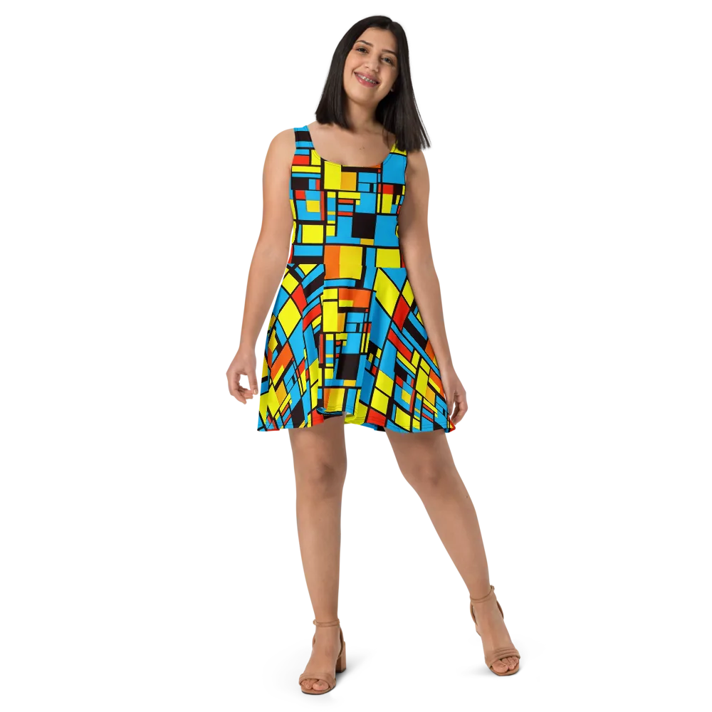 Block Party on Skater Dress — Front