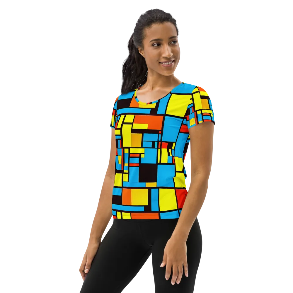 Block Party on Women's Athletic T-Shirt — Left