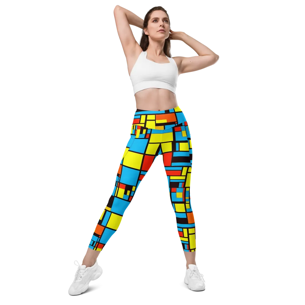 Block Party on Leggings with Pockets — Front