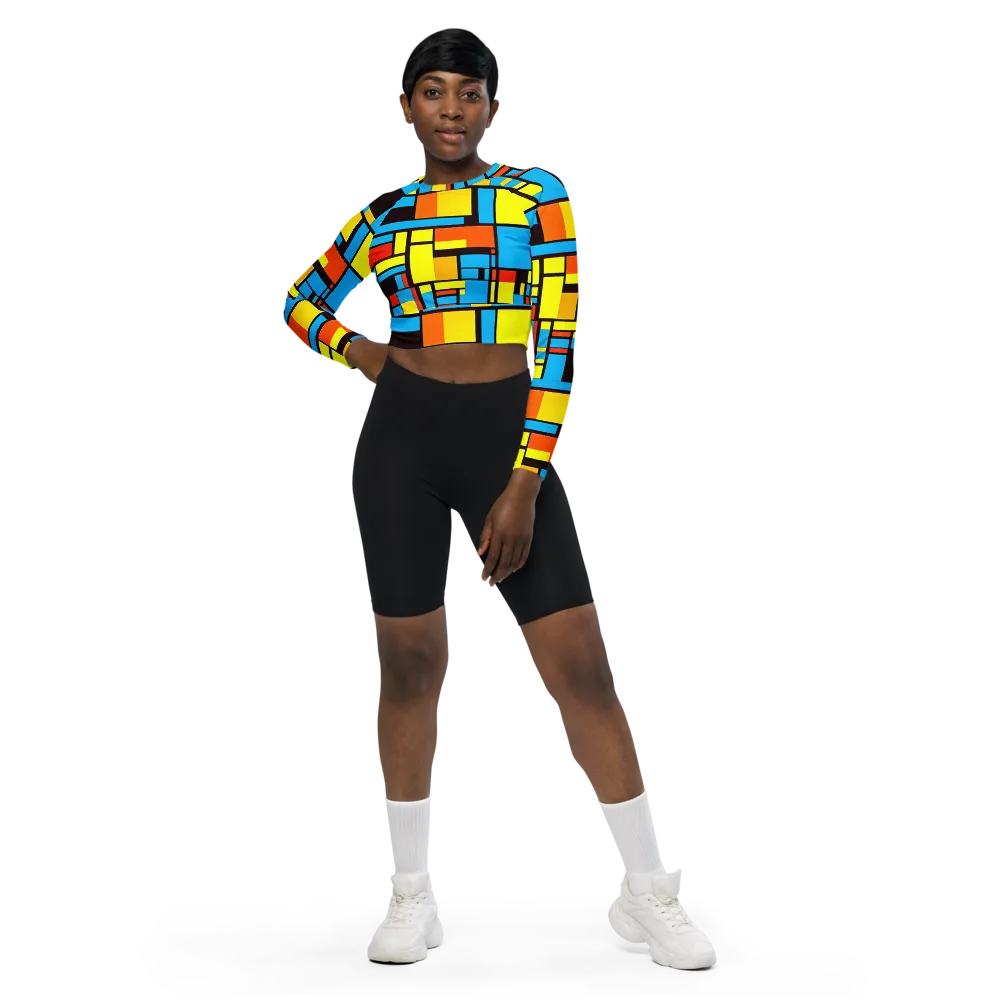 Block Party on Long Sleeve Crop Top — Front