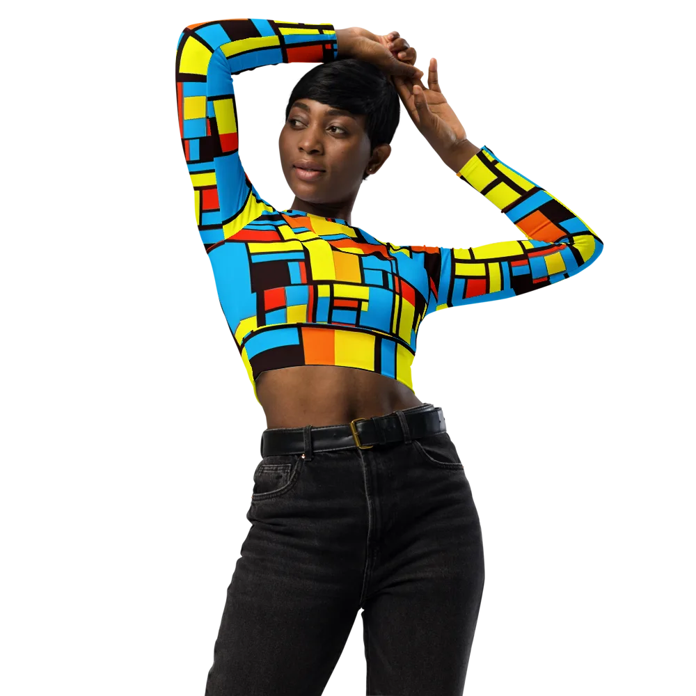 Block Party on Long Sleeve Crop Top — Front