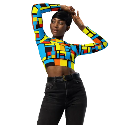 Block Party on a Long Sleeve Crop Top