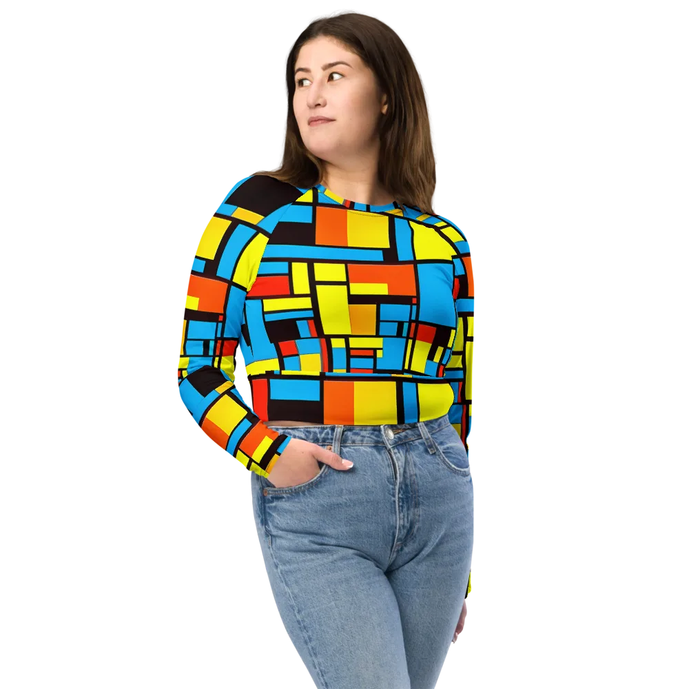 Block Party on Long Sleeve Crop Top — Front