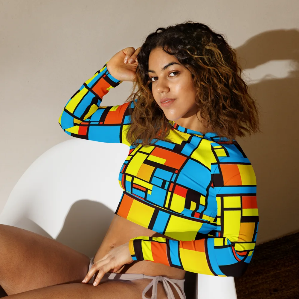 Block Party on Long Sleeve Crop Top — Left Front