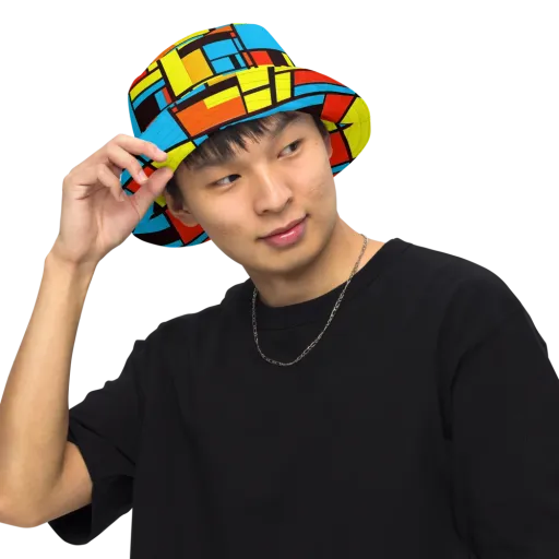 Block Party on a Reversible Bucket Hat