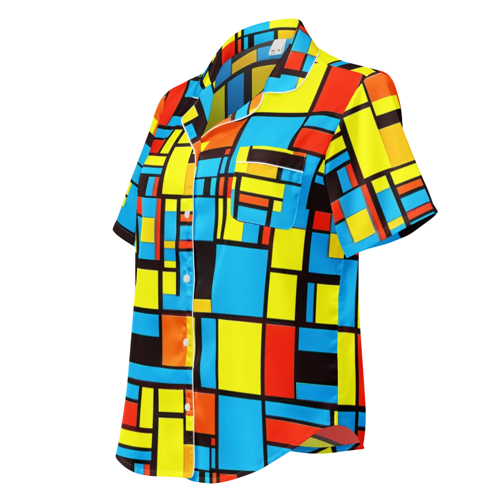 Block Party on Women's Short Sleeve Pajama Top — Left Front