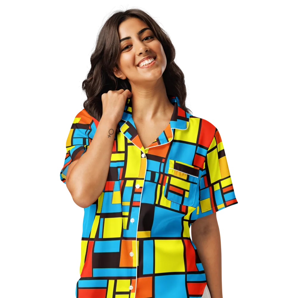 Block Party on Women's Short Sleeve Pajama Top — Front