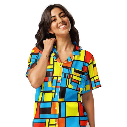 Block Party on a Women's Short Sleeve Pajama Top