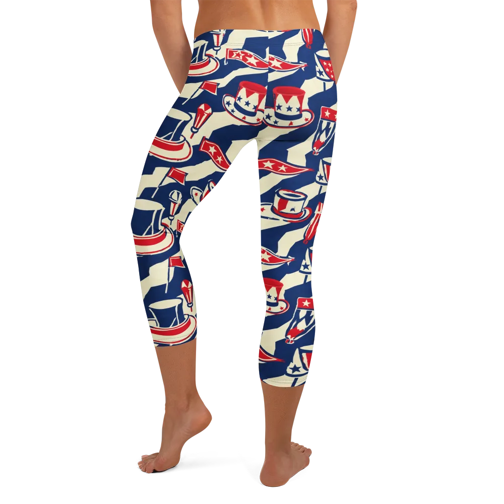 Stars And Stripes Soirée on Capri Leggings — Back