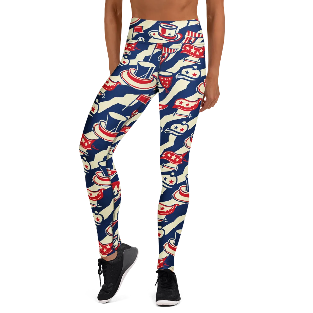 Stars And Stripes Soirée on Yoga Leggings — Front