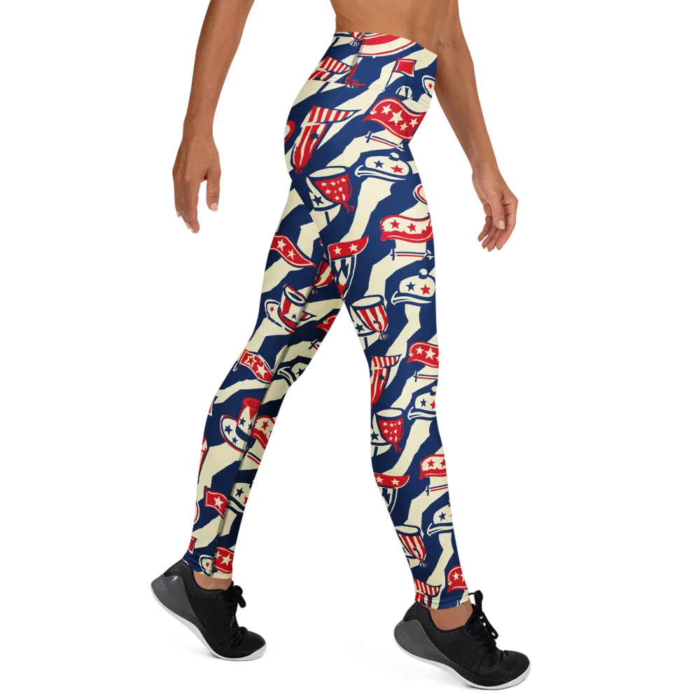 Stars And Stripes Soirée on Yoga Leggings — Right