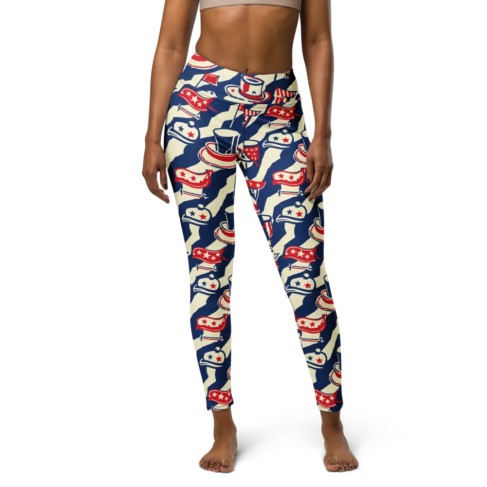 Stars And Stripes Soirée on Yoga Leggings — Front