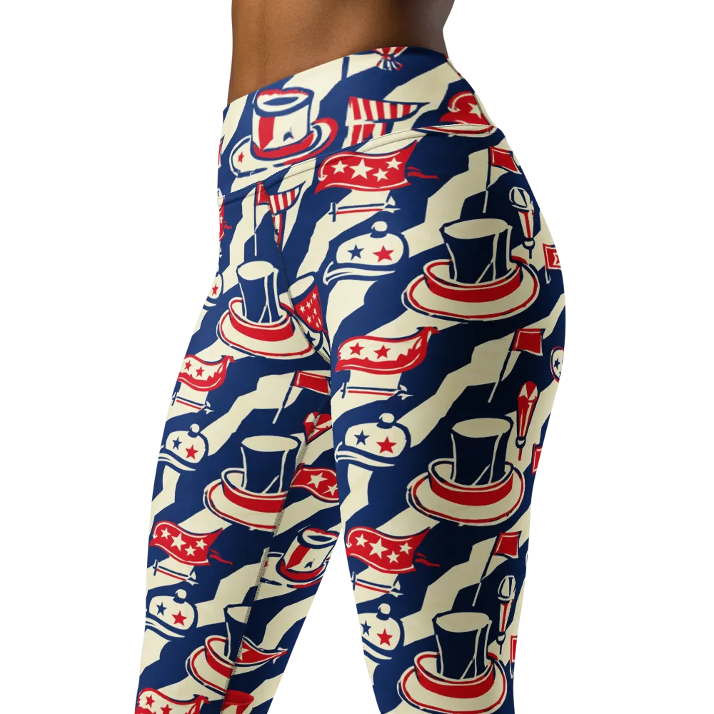 Stars And Stripes Soirée on Yoga Leggings — Left Front