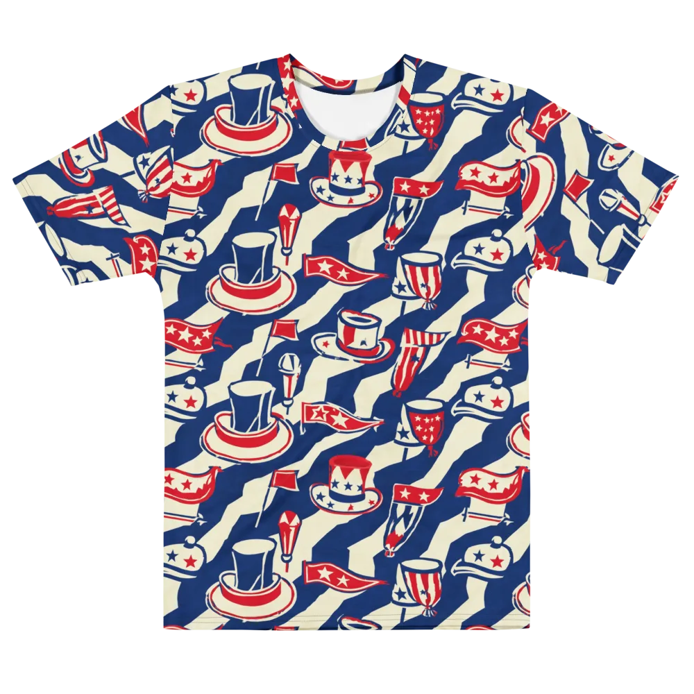 Stars And Stripes Soirée on Men's Cotton Crew Neck T-Shirt — Front