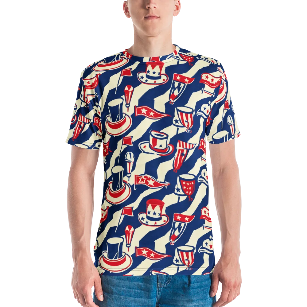 Stars And Stripes Soirée on Men's Crew Neck T-Shirt — Front