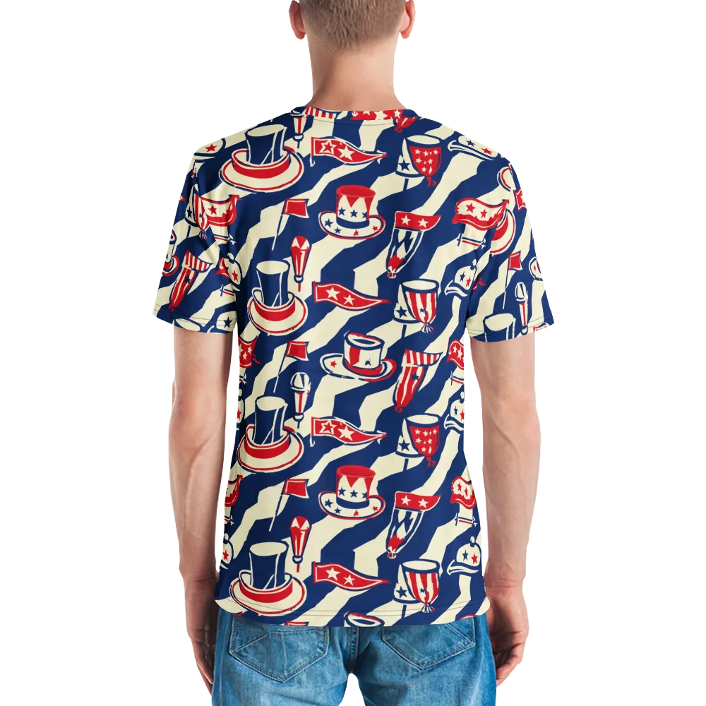 Stars And Stripes Soirée on Men's Crew Neck T-Shirt — Back