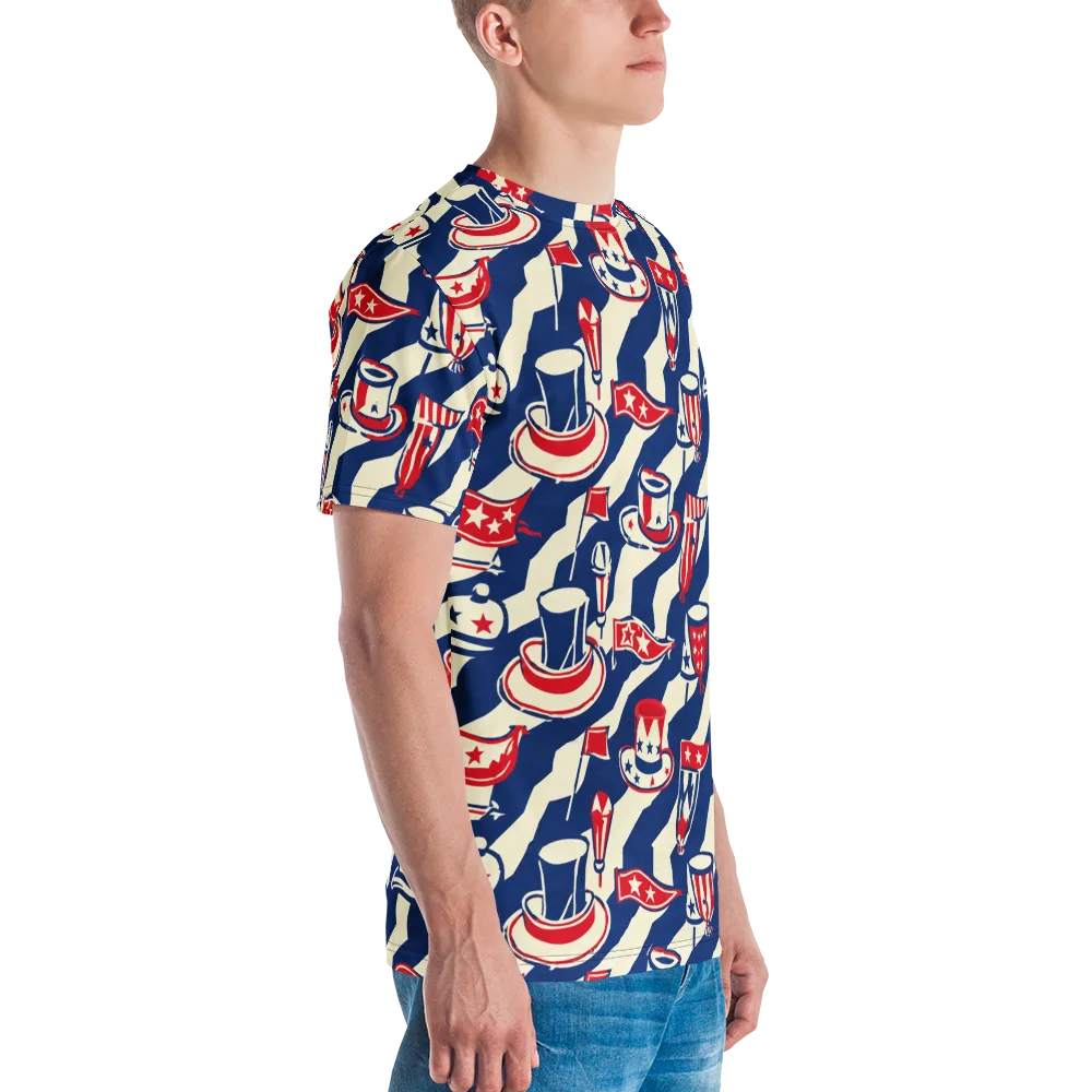 Stars And Stripes Soirée on Men's Crew Neck T-Shirt — Right