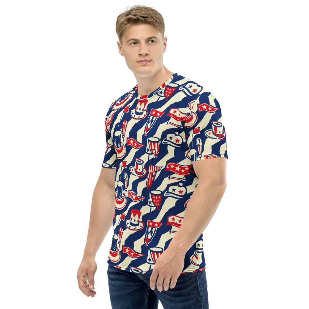 Stars And Stripes Soirée on Men's Crew Neck T-Shirt — Left