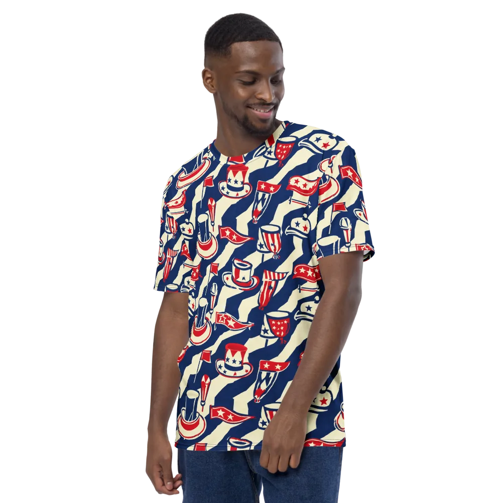 Stars And Stripes Soirée on Men's Crew Neck T-Shirt — Left