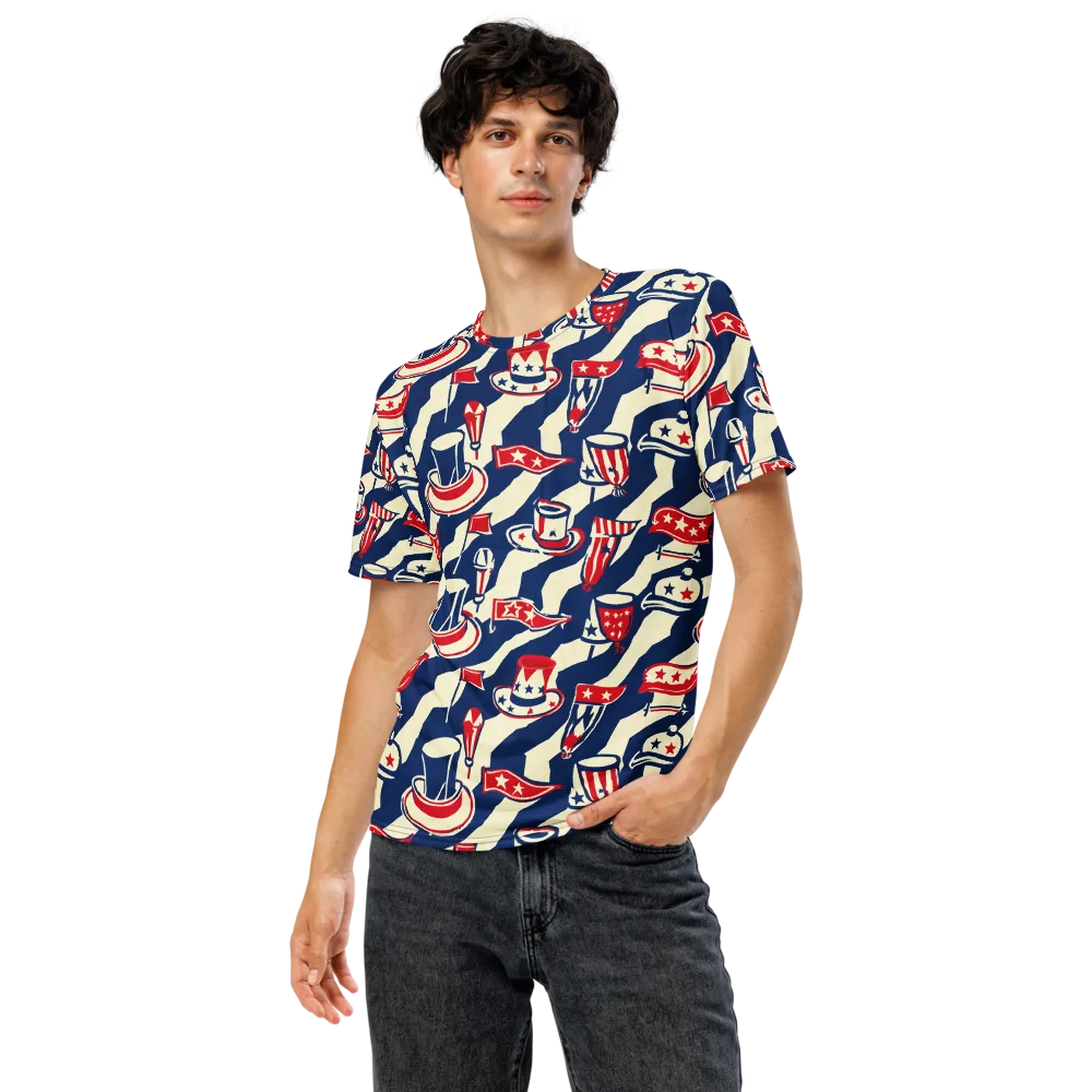 Stars And Stripes Soirée on Men's Crew Neck T-Shirt — Front