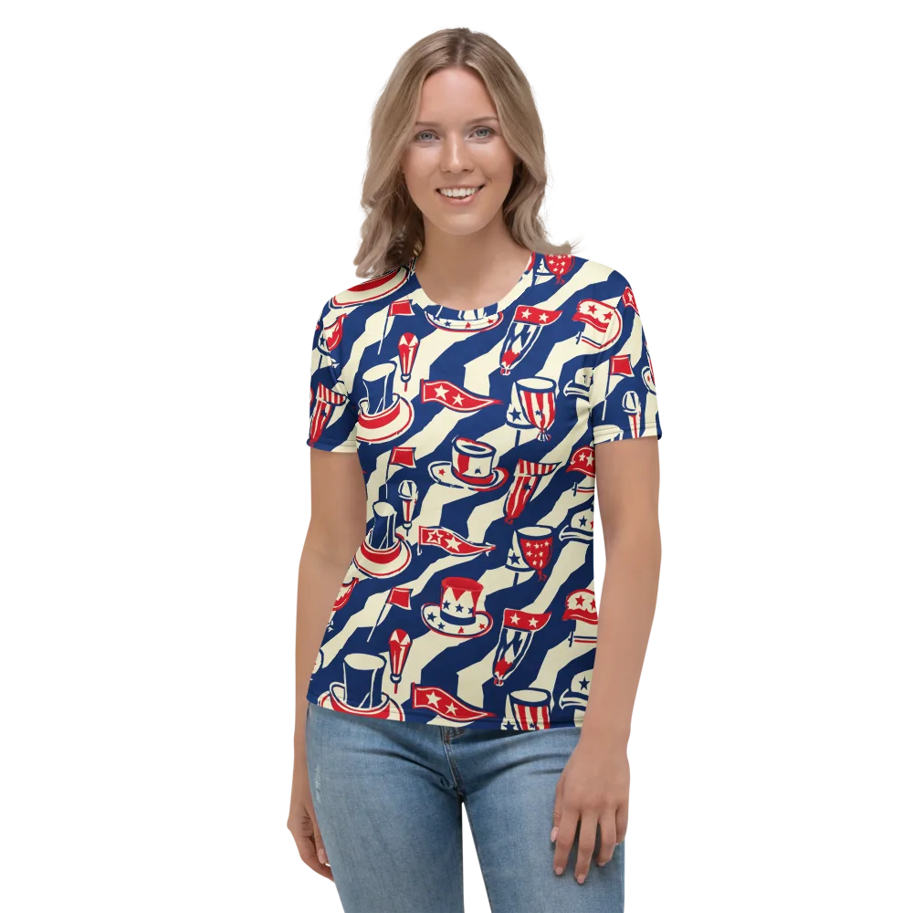 Stars And Stripes Soirée on Women's Crew Neck T-Shirt — Front