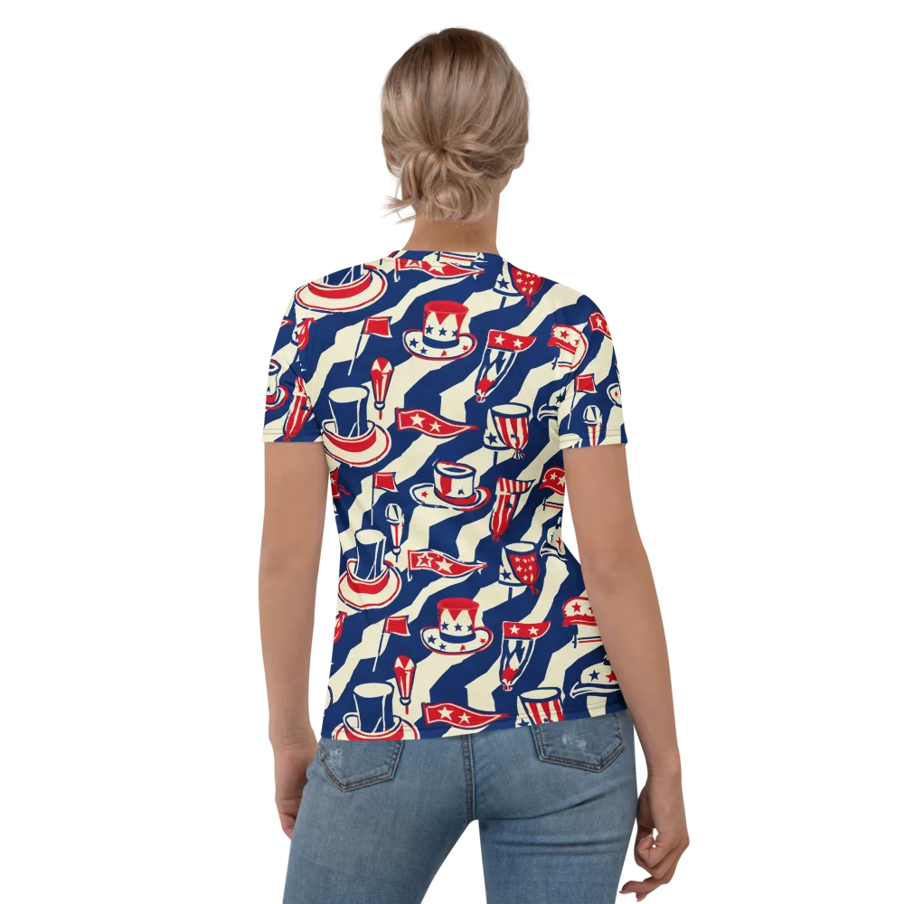 Stars And Stripes Soirée on Women's Crew Neck T-Shirt — Back