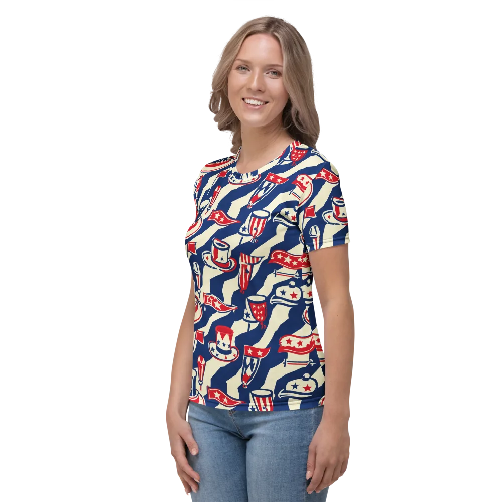 Stars And Stripes Soirée on Women's Crew Neck T-Shirt — Left