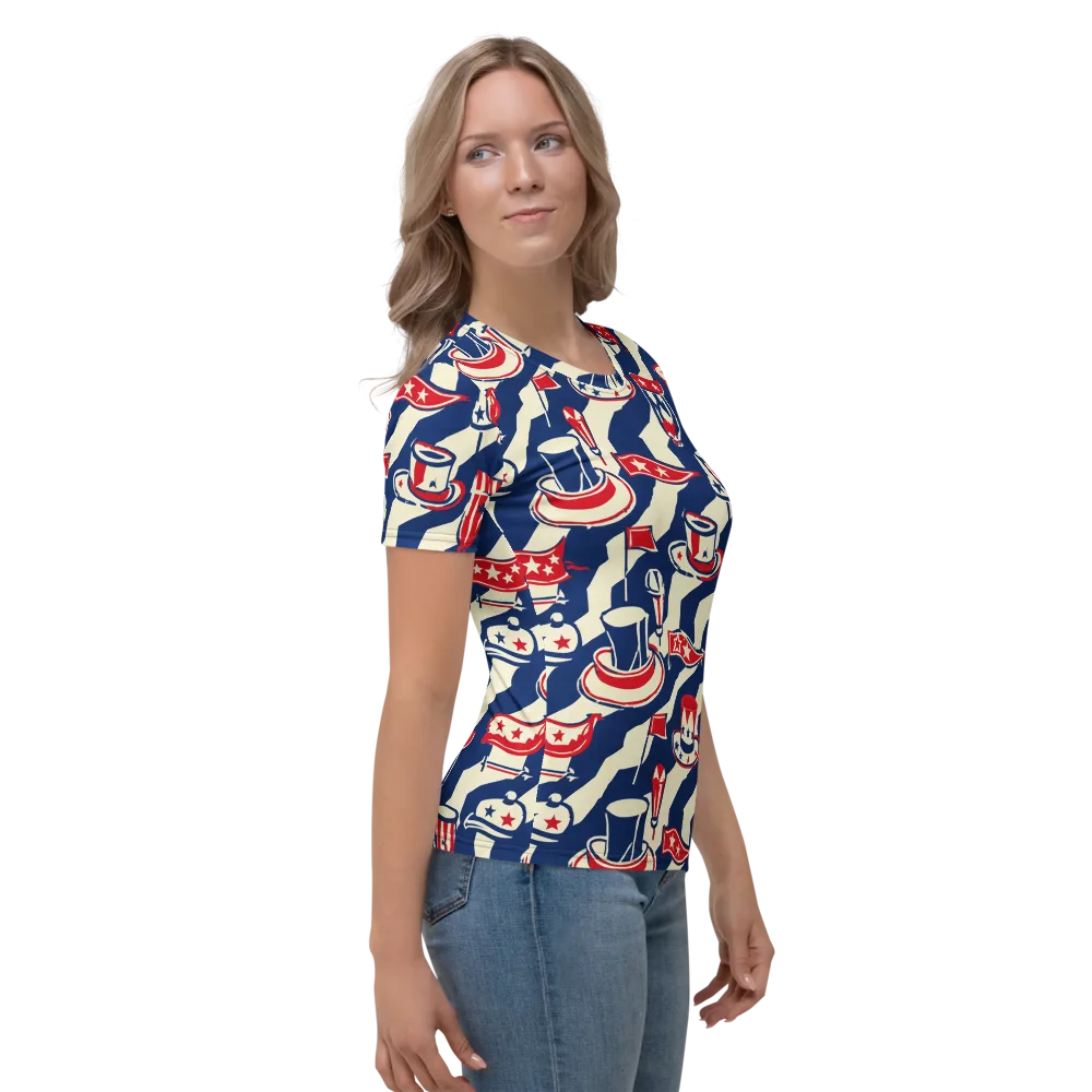 Stars And Stripes Soirée on Women's Crew Neck T-Shirt — Right