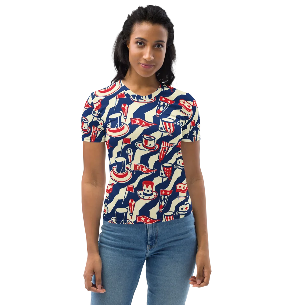 Stars And Stripes Soirée on Women's Crew Neck T-Shirt — Front