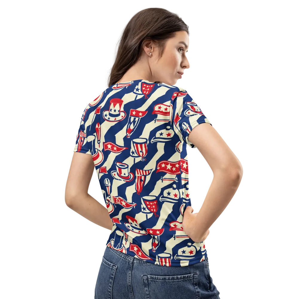 Stars And Stripes Soirée on Women's Crew Neck T-Shirt — Back