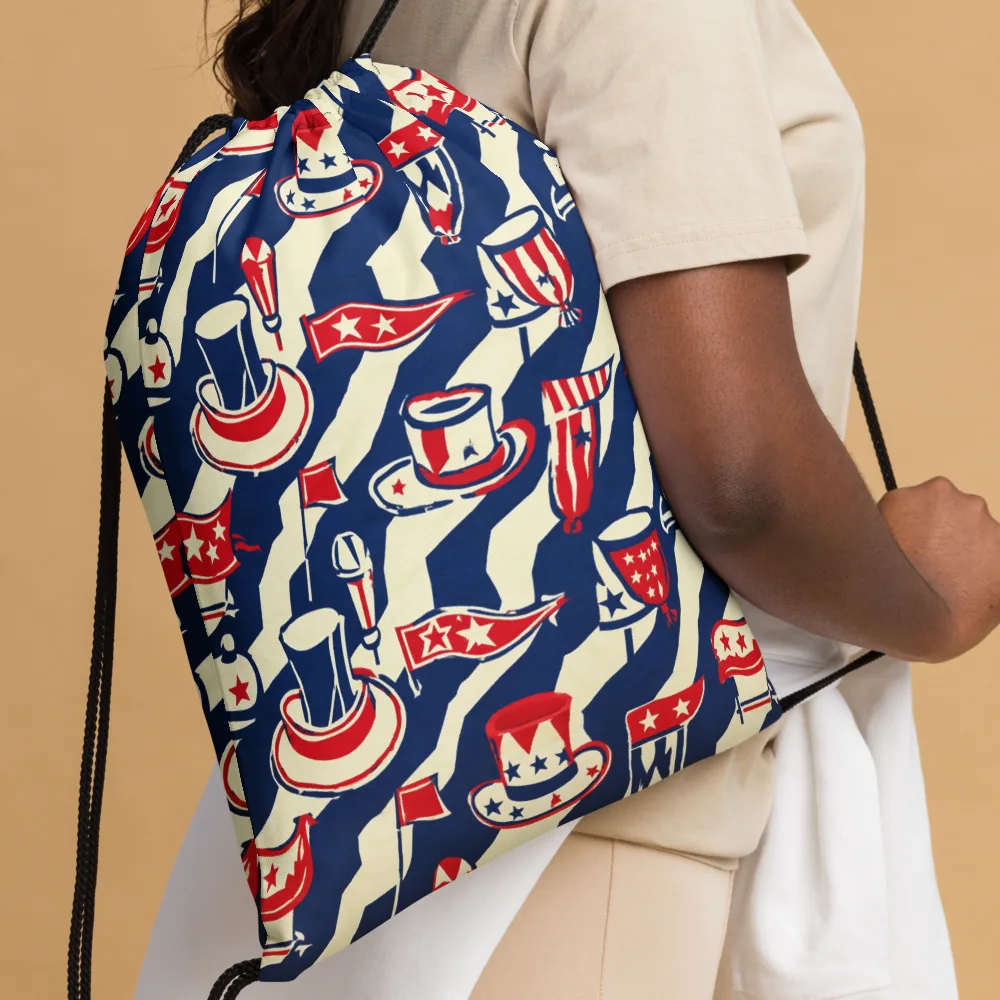Stars And Stripes Soirée on Drawstring Bag — Front