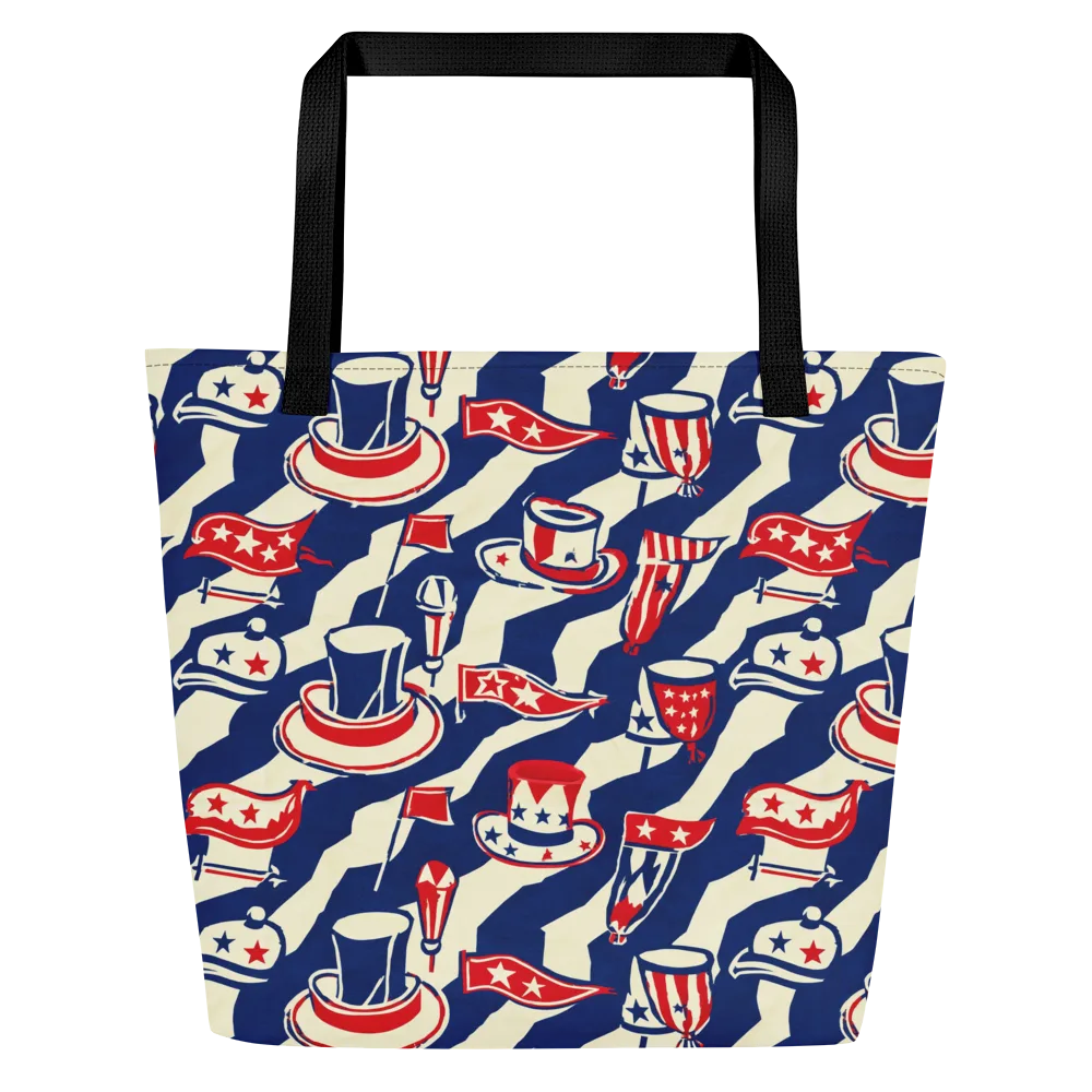 Stars And Stripes Soirée on Large Tote Bag W/ Pocket — Front