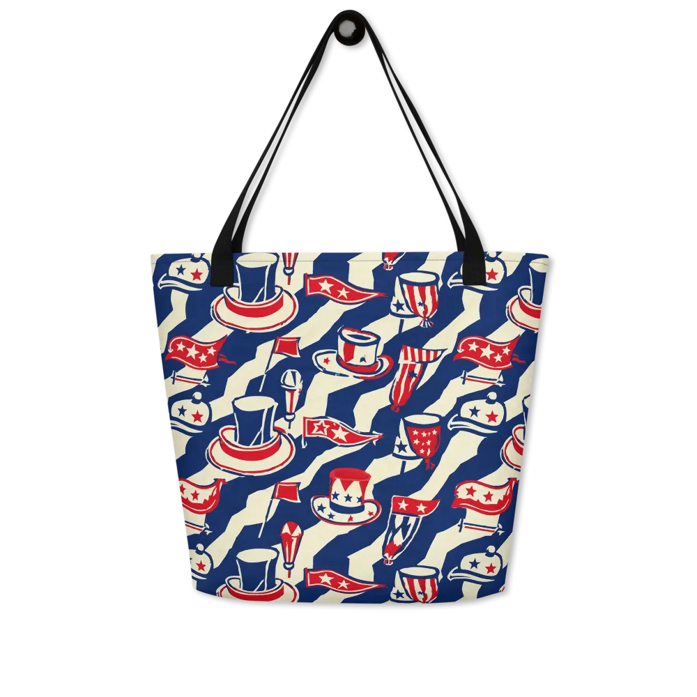 Stars And Stripes Soirée on Large Tote Bag W/ Pocket — Front