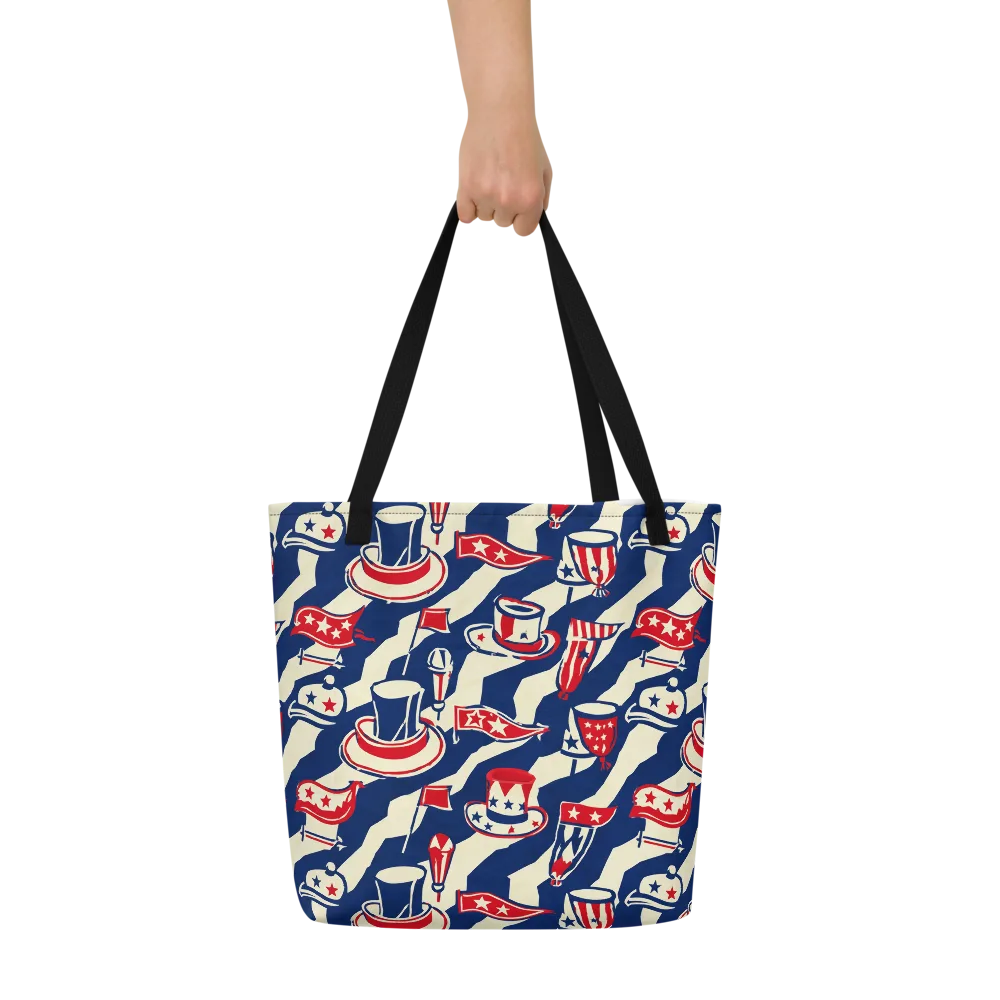 Stars And Stripes Soirée on Large Tote Bag W/ Pocket — Front