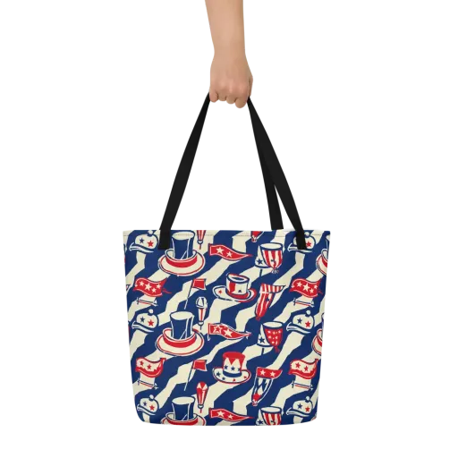 Stars And Stripes Soirée on a Large Tote Bag W/ Pocket