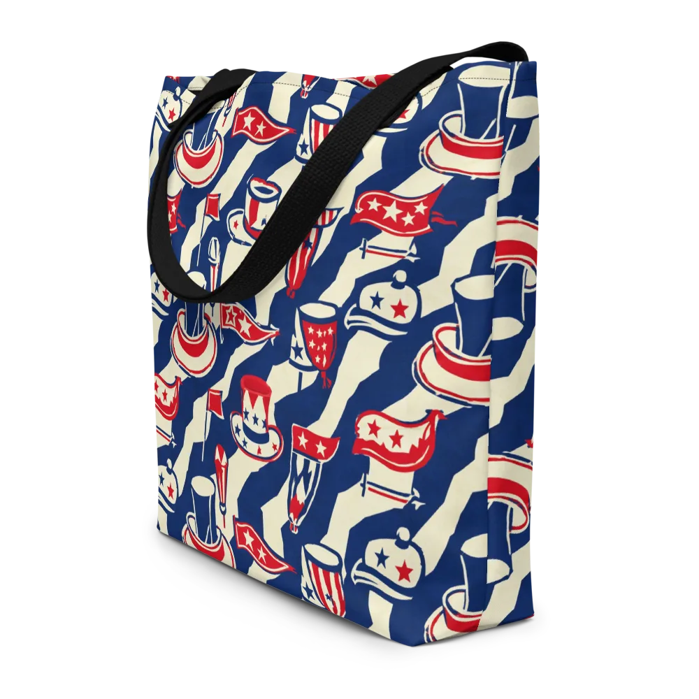 Stars And Stripes Soirée on Large Tote Bag W/ Pocket — Front
