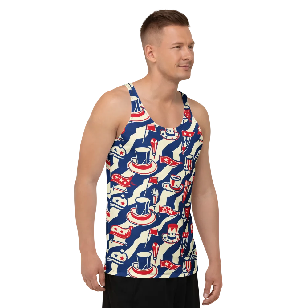 Stars And Stripes Soirée on Men's Tank Top — Right Front