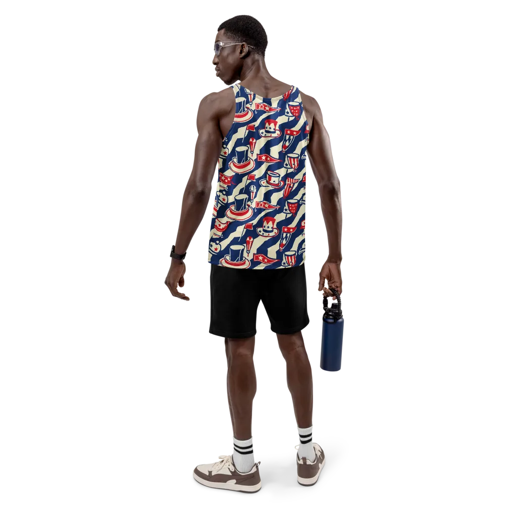 Stars And Stripes Soirée on Men's Tank Top — Back