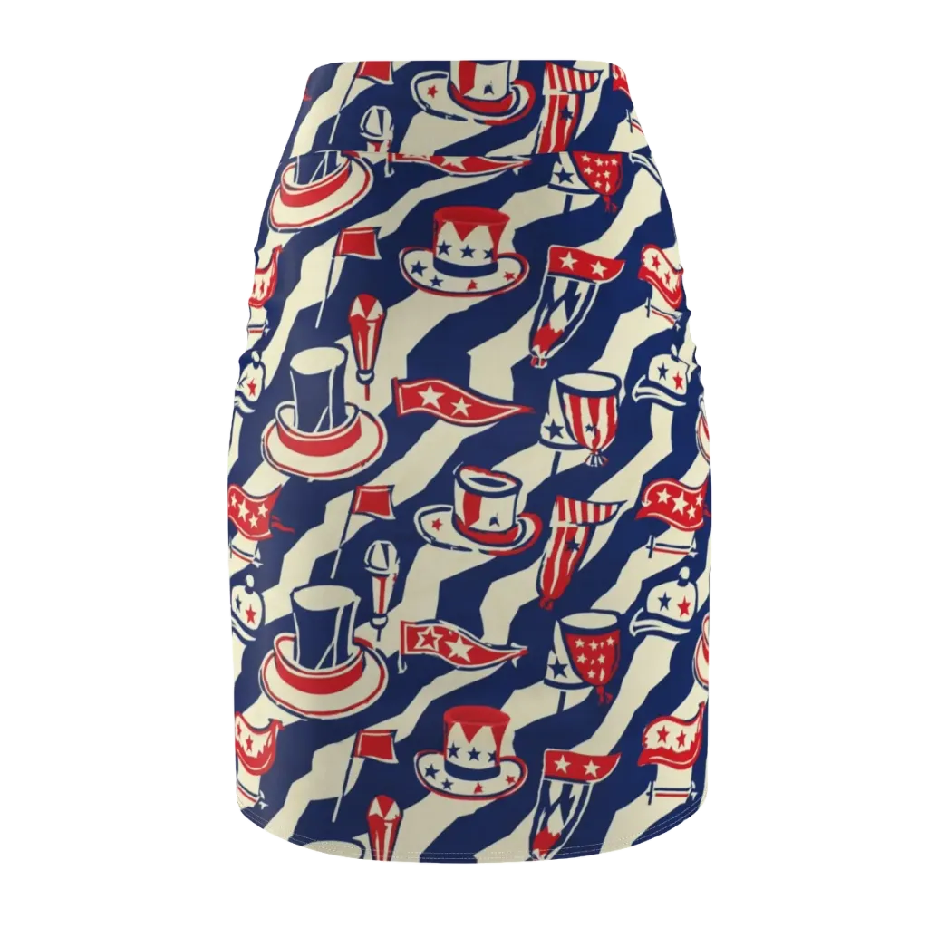 Stars And Stripes Soirée on Pencil Skirt — Back