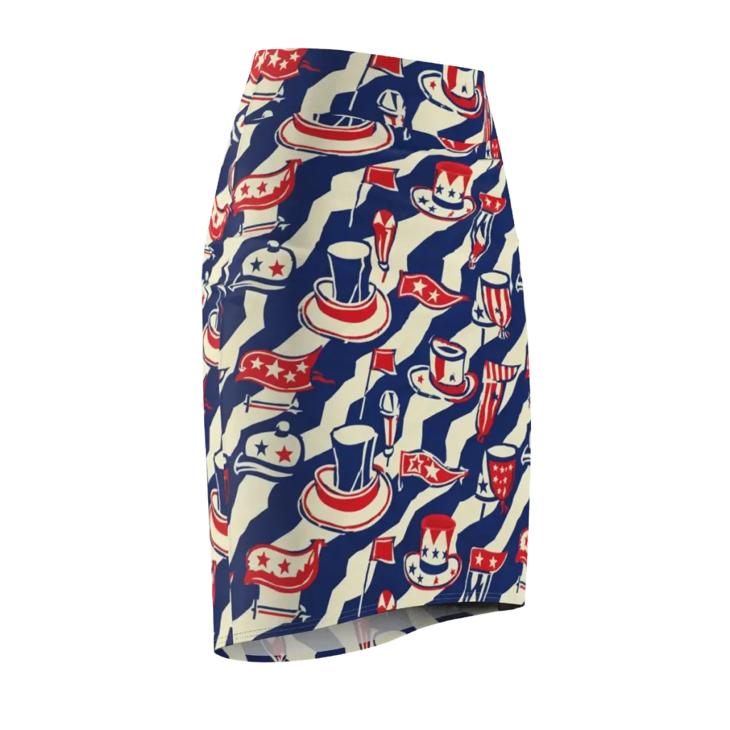 Stars And Stripes Soirée on Pencil Skirt — Front Side