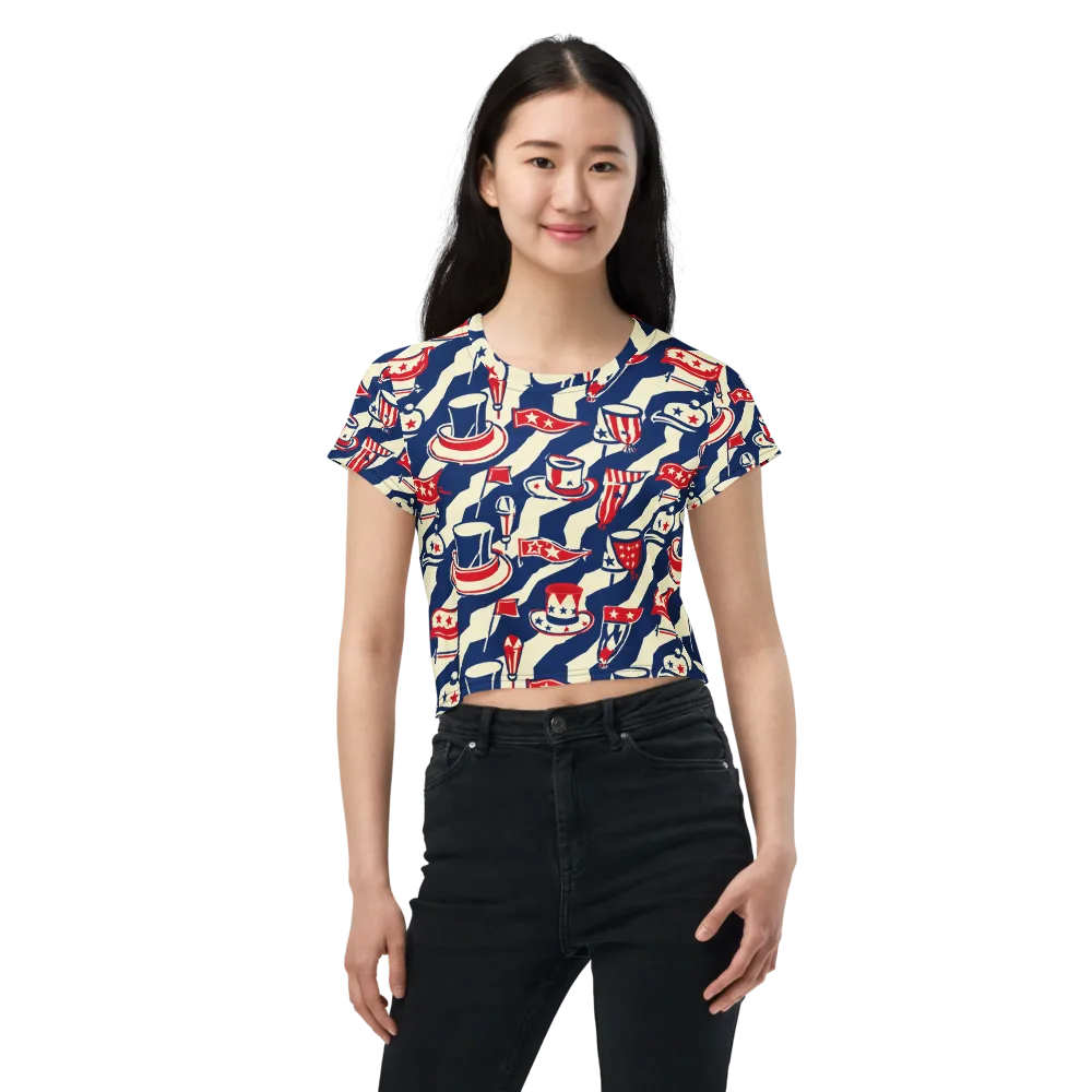 Stars And Stripes Soirée on Crop Tee — Front