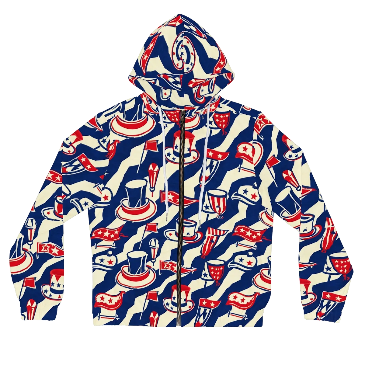 Stars And Stripes Soirée on Women's Full-Zip Hoodie — Front