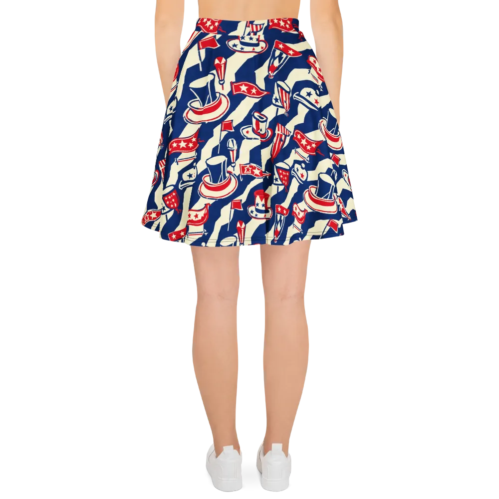 Stars And Stripes Soirée on Skater Skirt — Back